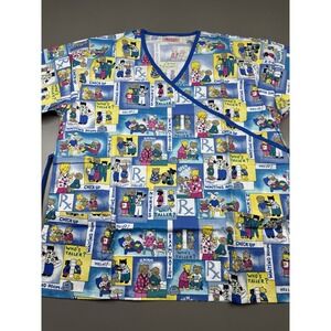 Fashion Scrubs Women's Scrub Top Animal Checkups 3XL Dr Office Plus Size Nurse
